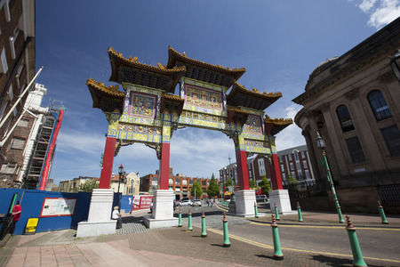 Liverpool, Merseyside, UK , 24th June 2014, Liverpool's Chinatown Archway in Nelson Streetのeditorial素材