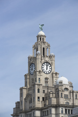 Liverpool, UK, 24th June 2014, the Royal Liver Building again blue sky during the daytimeのeditorial素材