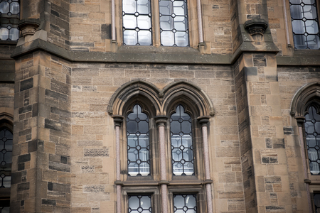 Glasgow, Scotland, 7th September 2013, the Main building and tower of the University of Glasgow at Gilmorehillのeditorial素材
