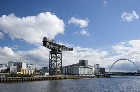 River Clyde, Glasgow, Scotland, UK, September 2013, the historic Finneston Craneのeditorial素材