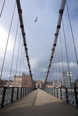 Glasgow, Scotland, 7th September 2013, view across Glasgows historic South Portland Street suspension bridgeのeditorial素材