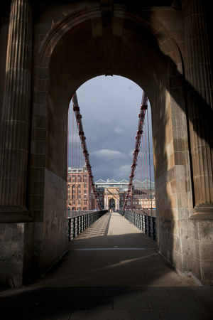 Glasgow, Scotland, 7th September 2013, view across Glasgows historic South Portland Street suspension bridgeのeditorial素材
