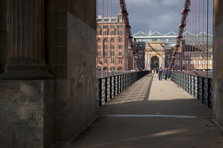 Glasgow, Scotland, 7th September 2013, view across Glasgows historic South Portland Street suspension bridgeのeditorial素材
