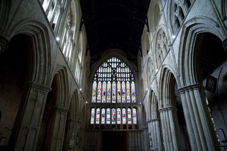 The west front window in the nave of Bridlington Priory, Bridlington, East Riding, Yorkshire, UK - March 2014のeditorial素材