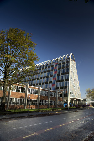 Manchester, Greater Manchester, UK, October 2013, View of the famous building known as the Toast Rack or Hollings Buildingのeditorial素材