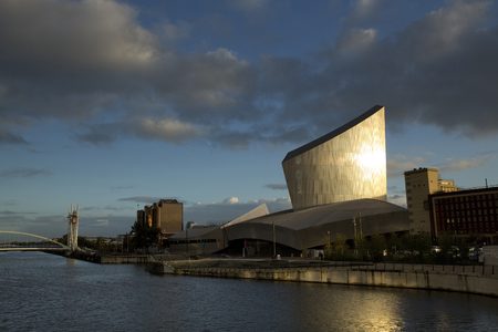 Manchester, Greater Manchester, UK, October 2013, A view of the Imperial War Museum North in Salford, designed by Daniel Libeskindのeditorial素材
