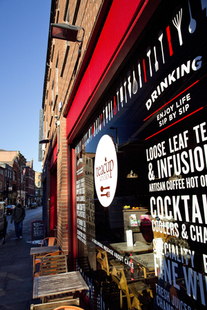 Manchester, Greater Manchester, UK, October 2013, Teacup Kitchen in the Northern Quarter of Manchester on Thomas Streetのeditorial素材