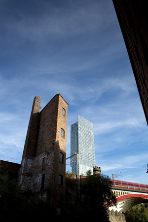Manchester, Greater Manchester, UK, October 2013, the Beetham Tower, aka Hilton Hotel Towerのeditorial素材
