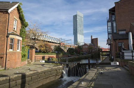 Manchester, Greater Manchester, UK, October 2013, the Beetham Tower, aka Hilton Hotel Towerのeditorial素材