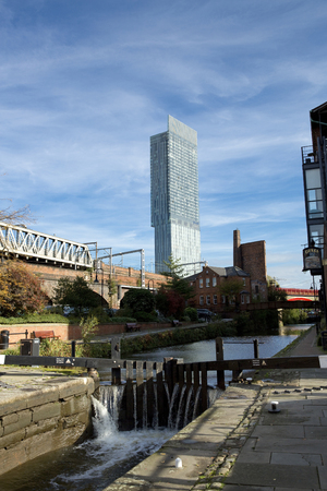 Manchester, Greater Manchester, UK, October 2013, the Beetham Tower, aka Hilton Hotel Towerのeditorial素材
