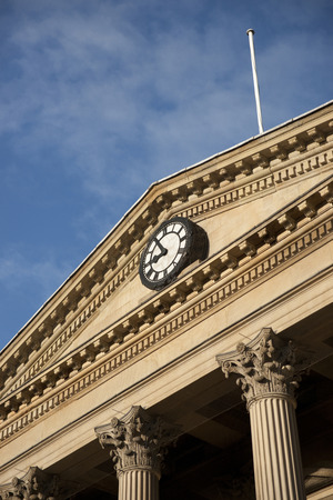 Huddersfield, West Yorkshire, UK, October 2013, the facade of Huddersfield Railway Stationのeditorial素材