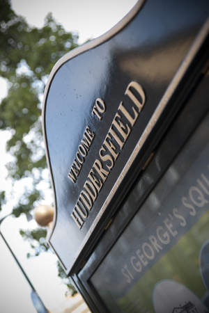Huddersfield, West Yorkshire, UK, October 2013,  huddersfield name in lettersのeditorial素材