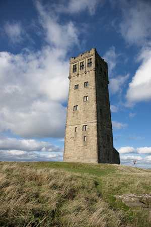 Huddersfield, West Yorkshire, UK, October 2013, a view of Victoria Tower on Castle Hillのeditorial素材
