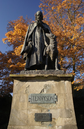 Lincoln, UK, 6th November, the Tennyson Memorial and Statue in the grounds of Lincoln Cathedralのeditorial素材