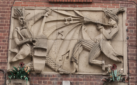 Stone mural outside the famous Sheffield Club, the Leadmill. Sheffield, South Yorkshire, UK - 13th September 2013のeditorial素材