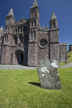 St Davids, Pembrokeshire, Wales, UK, July 2014, View of Saint Davids Cathedralのeditorial素材