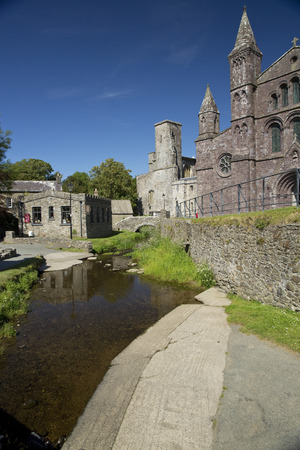 St Davids, Pembrokeshire, Wales, UK, July 2014, View of Saint Davids Cathedralのeditorial素材