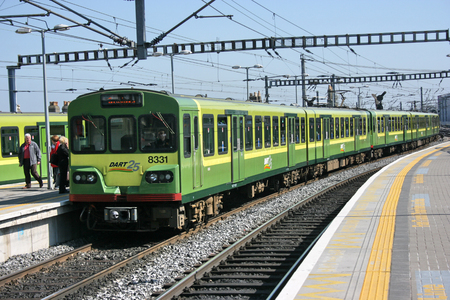 Dublin Connolly station,Ireland, April 2010, an Iarnrod Eireann train serviceのeditorial素材