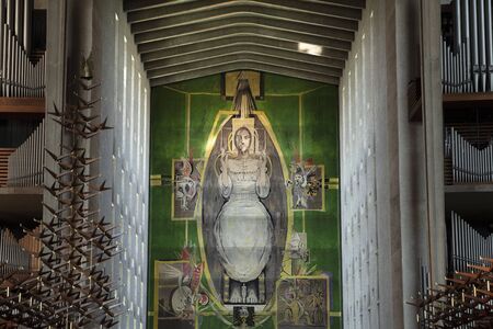 Coventry, Warwickshire, United Kingsom, June 27th 2019, Graham Sutherland Christ in Glory Tapestry in the Modern Cathedral Church of Saint Michaelのeditorial素材