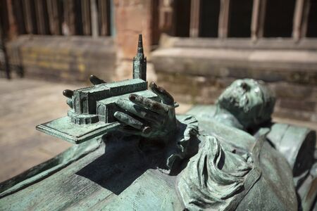 Coventry, Warwickshire, United Kingsom, June 27th 2019, Effigy and tomb of Huyshe Yeatman Biggs at the Cathedral Church of Saint Michaelのeditorial素材
