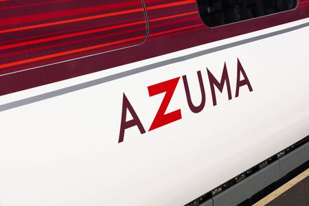 Peterborough, Cambirdgeshire, United Kingdom, July 2019, A view of an Azuma LNER train at Peterborough Stationのeditorial素材