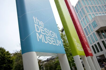 London, United Kingdom, 18th July 2019, Banners outside the Design Museum in Kensingtonのeditorial素材