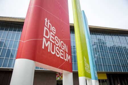 London, United Kingdom, 18th July 2019, Banners outside the Design Museum in Kensingtonのeditorial素材