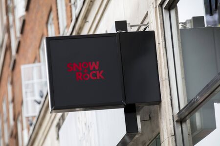 London, United Kingdom, 17th July 2019, Snow and Rock Sign in central londonのeditorial素材