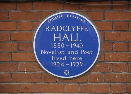 London, United Kingdom, 17th July 2019, Blue plaque to commemorate Radclyffe Hall Novelist and Poetのeditorial素材