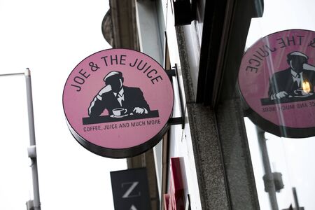 London, United Kingdom, 17th July 2019, Joe and the Juice Sign in central londonのeditorial素材