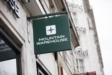 London, United Kingdom, 17th July 2019, Mountain Warehouse Signのeditorial素材
