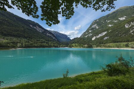 Tenno, Italy, Europe, August 2019, view of Lake Tennoの写真素材