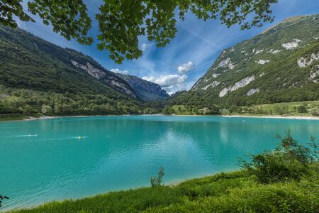 Tenno, Italy, Europe, August 2019, view of Lake Tennoの写真素材