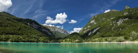 Tenno, Italy, Europe, August 2019, view of Lake Tennoの写真素材