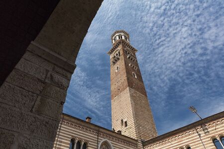 Verona, Italy, Europe, August 2019, The tower of the Palazzo della Ragioneのeditorial素材