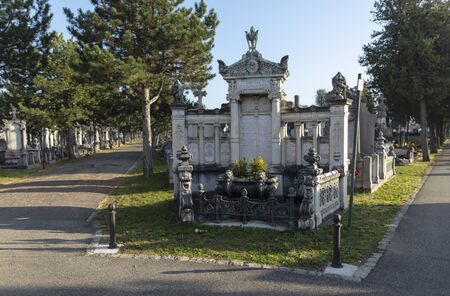 Lyon, France, Europe, 6th December 2019, view of the family tomb of the lumiere family including the lumiere brothers in New Guillotiere Cemeteryのeditorial素材