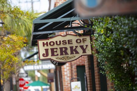 Charleston, South Carolina, United States, November 2019, sign for The House of Jerkyのeditorial素材