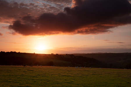 View of the Carmarthenshire landscape in Wales, on the hills south of Pontwelly.  July 2020の写真素材