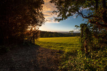 View of the Carmarthenshire landscape in Wales, on the hills south of Pontwelly.  July 2020の写真素材