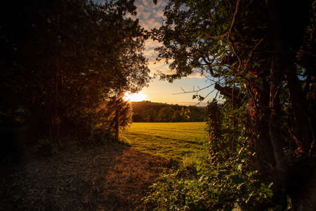 View of the Carmarthenshire landscape in Wales, on the hills south of Pontwelly.  July 2020の写真素材