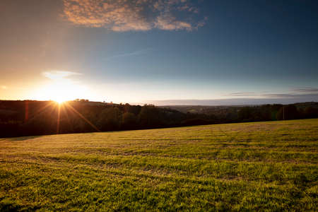 View of the Carmarthenshire landscape in Wales, on the hills south of Pontwelly.  July 2020の写真素材