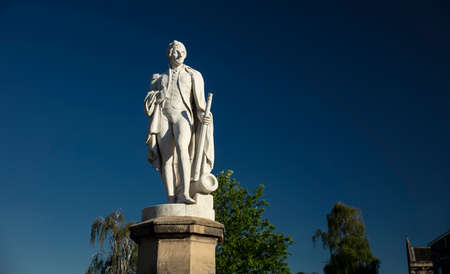 Norwich, Norfolk, UK, June 2021, a view of the statue of Admiral Lord Horatio Nelson in the Close by Norwich Cathedralのeditorial素材