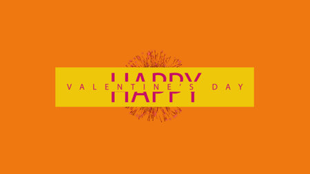 HAPPY VALENTINES DAY sign on orange background. Valentines day and love concept. Footage for party and festive. Festive slogan. Holiday wishes. Intro outro. 3d renderの写真素材