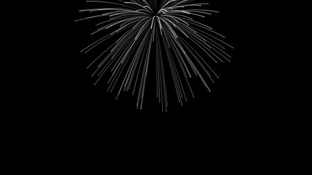 Explosion of fireworks with long falling particles. Abstract festive for advertising, congratulations, text, mother's day, Valentine, Christmas. 3D renderingの写真素材