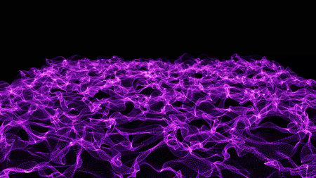 Dot purple wave line light gradient dark background. Abstract technology big data digital...