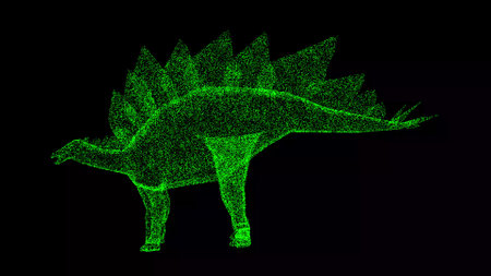 3D dinosaur on black background. prehistoric dinosaurs. Jurassic period, Mesozoic era. natural history museum. prehistoric period. For title, text, presentation. 3d animationの写真素材