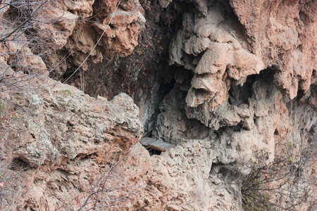 A cave next to the waterfalls of Edessa Greece Europeの写真素材