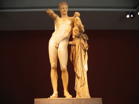 Hermes of Praxiteles at Archaeological site of Olympia Peloponnese Greece