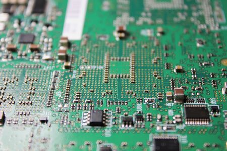 Closeup of electronic circuit board or PCB printed circuit boardの写真素材