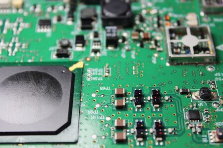 Closeup of electronic circuit board or PCB printed circuit boardの写真素材